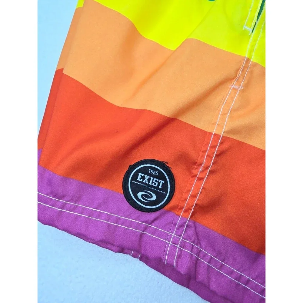 Exist Swim Men's Rainbow Striped Swim Trunks Size XL Pride Gay NWOT B-3872